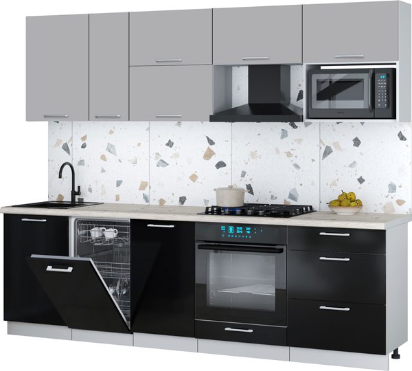 Кухонный гарнитур Интерлиния Мила Gloss 2.6-ПМ4 - фото