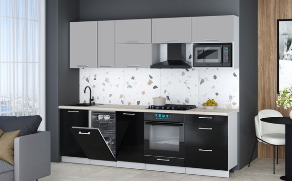 Кухонный гарнитур Интерлиния Мила Gloss 2.6-ПМ4