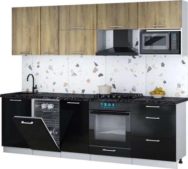 Кухонный гарнитур Интерлиния Мила Gloss 2.6-ПМ4 - фото