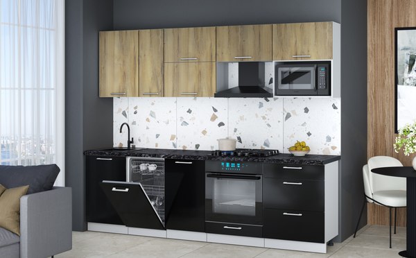 Кухонный гарнитур Интерлиния Мила Gloss 2.6-ПМ4