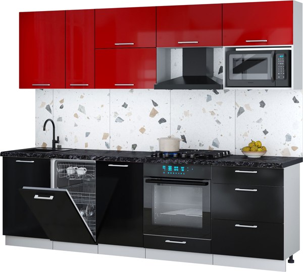 Кухонный гарнитур Интерлиния Мила Gloss 2.6-ПМ4 - фото