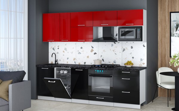 Кухонный гарнитур Интерлиния Мила Gloss 2.6-ПМ4