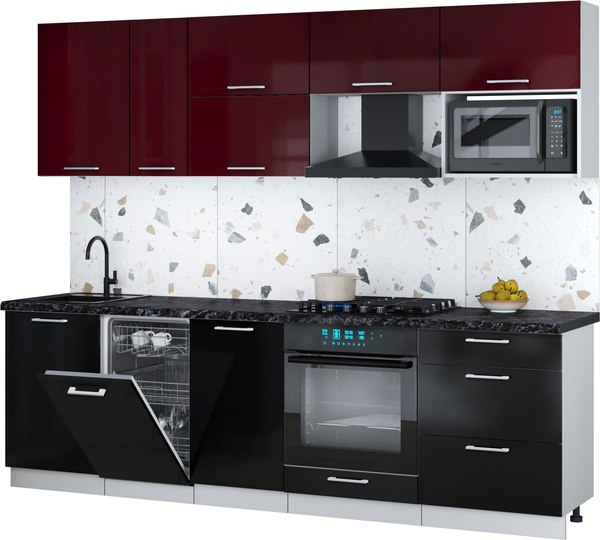 Кухонный гарнитур Интерлиния Мила Gloss 2.6-ПМ4 - фото