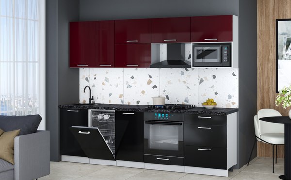 Кухонный гарнитур Интерлиния Мила Gloss 2.6-ПМ4