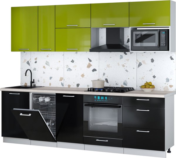 Кухонный гарнитур Интерлиния Мила Gloss 2.6-ПМ4 - фото