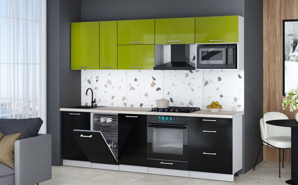 Кухонный гарнитур Интерлиния Мила Gloss 2.6-ПМ4