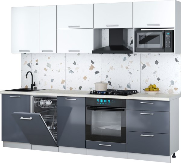 Кухонный гарнитур Интерлиния Мила Gloss 2.6-ПМ4 - фото