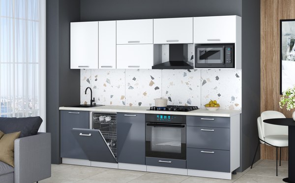 Кухонный гарнитур Интерлиния Мила Gloss 2.6-ПМ4