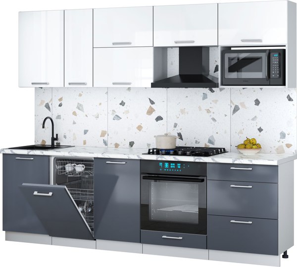 Кухонный гарнитур Интерлиния Мила Gloss 2.6-ПМ4 - фото