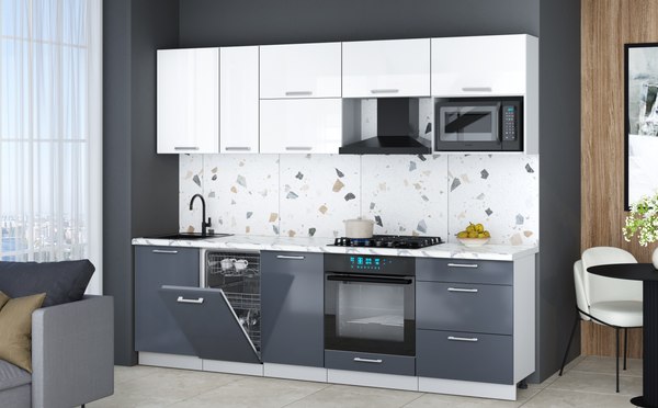 Кухонный гарнитур Интерлиния Мила Gloss 2.6-ПМ4