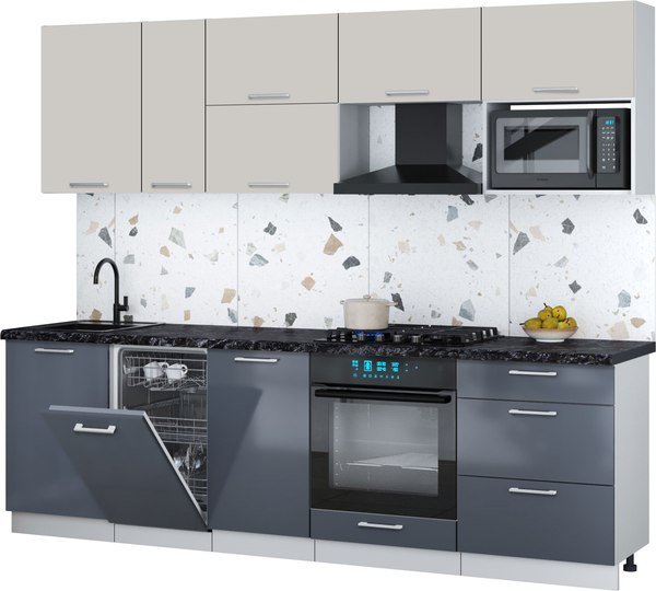 Кухонный гарнитур Интерлиния Мила Gloss 2.6-ПМ4 - фото