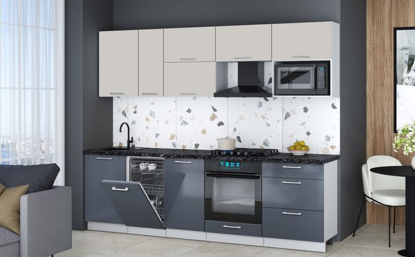 Кухонный гарнитур Интерлиния Мила Gloss 2.6-ПМ4