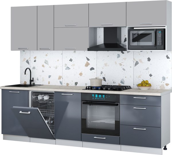 Кухонный гарнитур Интерлиния Мила Gloss 2.6-ПМ4 - фото