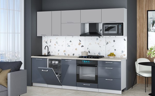 Кухонный гарнитур Интерлиния Мила Gloss 2.6-ПМ4