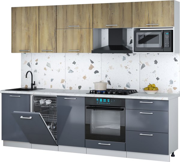 Кухонный гарнитур Интерлиния Мила Gloss 2.6-ПМ4 - фото