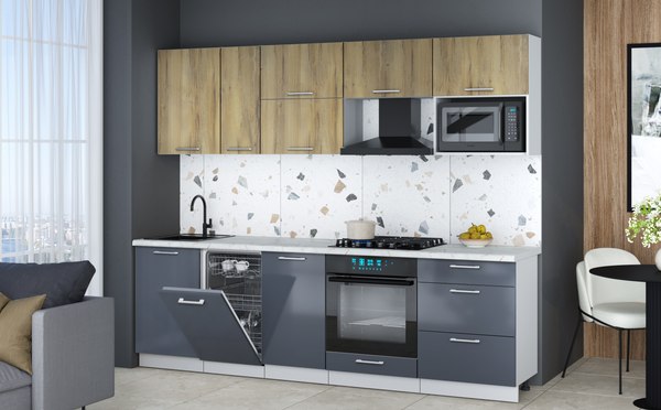 Кухонный гарнитур Интерлиния Мила Gloss 2.6-ПМ4