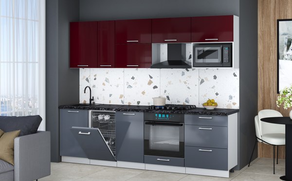 Кухонный гарнитур Интерлиния Мила Gloss 2.6-ПМ4