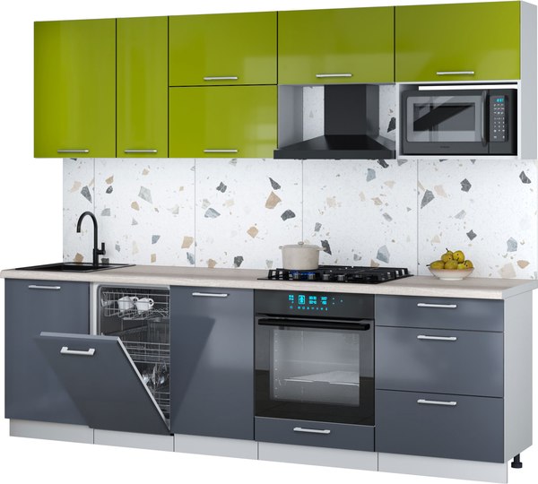 Кухонный гарнитур Интерлиния Мила Gloss 2.6-ПМ4 - фото