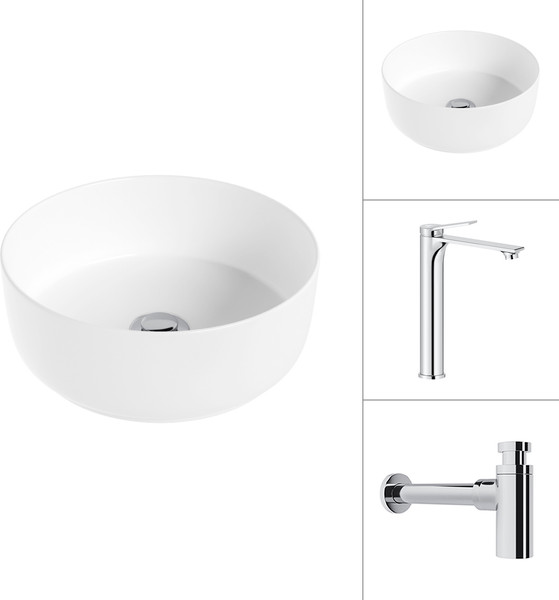 Умывальник со смесителем Lauter 21499-31 + Rio 21AM12672 с сифоном 21635CH - фото