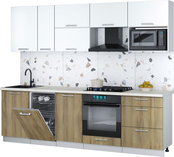 Кухонный гарнитур Интерлиния Мила Gloss 2.6-ПМ4 - фото