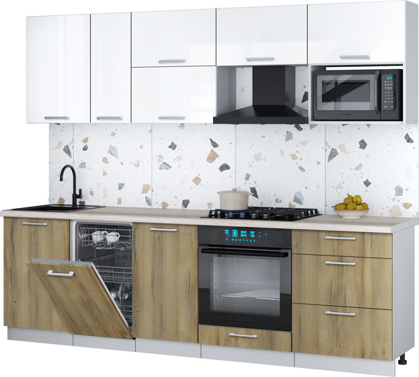 Кухонный гарнитур Интерлиния Мила Gloss 2.6-ПМ4 - фото