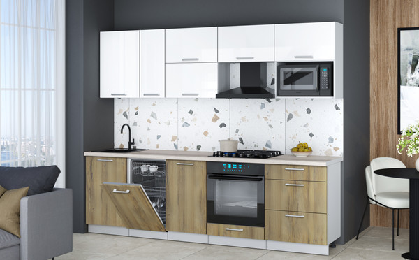 Кухонный гарнитур Интерлиния Мила Gloss 2.6-ПМ4