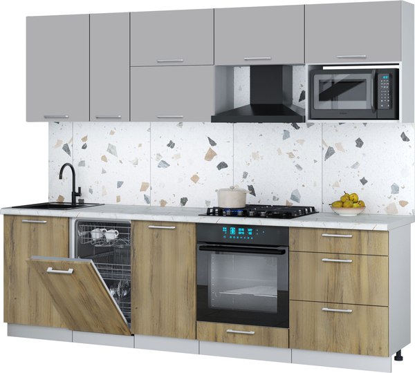 Кухонный гарнитур Интерлиния Мила Gloss 2.6-ПМ4 - фото