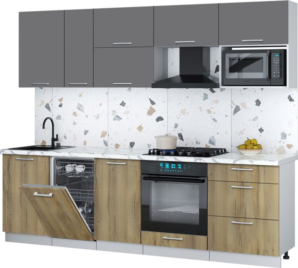 Кухонный гарнитур Интерлиния Мила Gloss 2.6-ПМ4 - фото