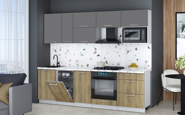 Кухонный гарнитур Интерлиния Мила Gloss 2.6-ПМ4