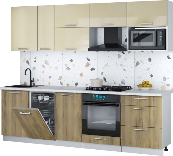 Кухонный гарнитур Интерлиния Мила Gloss 2.6-ПМ4 - фото