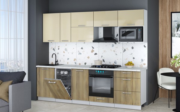 Кухонный гарнитур Интерлиния Мила Gloss 2.6-ПМ4