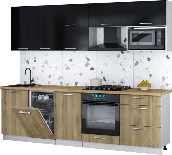 Кухонный гарнитур Интерлиния Мила Gloss 2.6-ПМ4 - фото