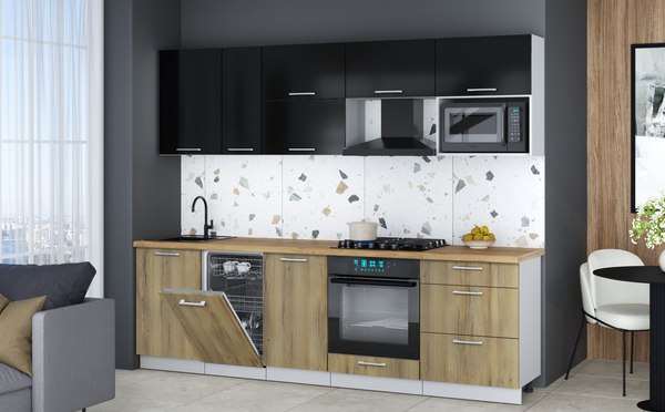 Кухонный гарнитур Интерлиния Мила Gloss 2.6-ПМ4