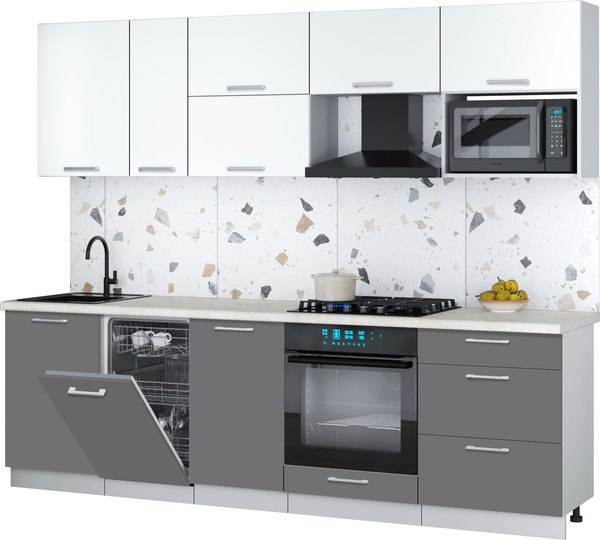 Кухонный гарнитур Интерлиния Мила Gloss 2.6-ПМ4 - фото