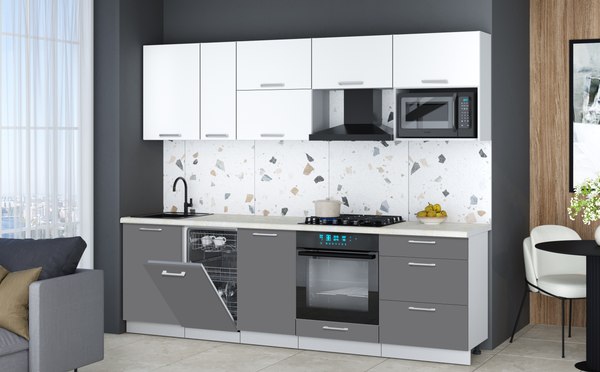 Кухонный гарнитур Интерлиния Мила Gloss 2.6-ПМ4