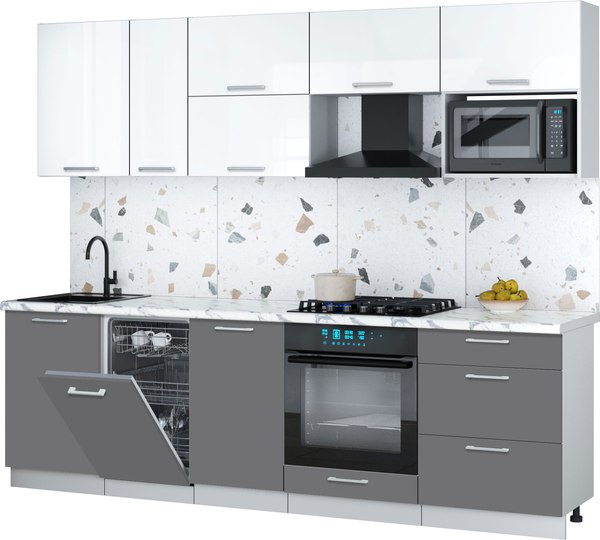 Кухонный гарнитур Интерлиния Мила Gloss 2.6-ПМ4 - фото