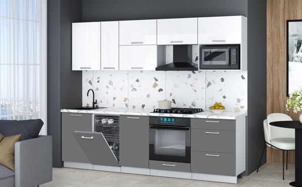 Кухонный гарнитур Интерлиния Мила Gloss 2.6-ПМ4