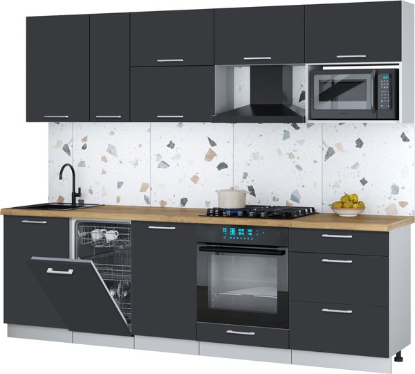 Кухонный гарнитур Интерлиния Мила Gloss 2.6-ПМ4 - фото