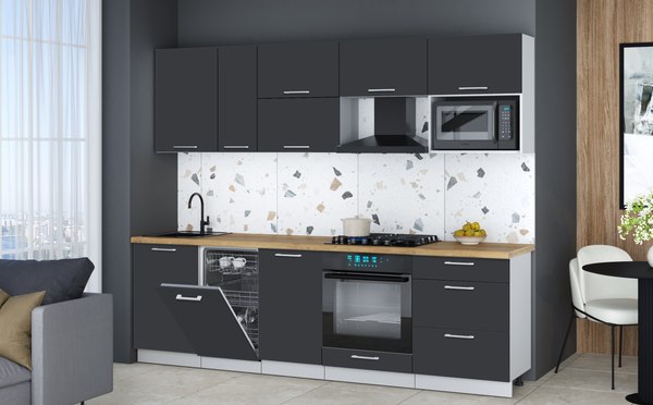 Кухонный гарнитур Интерлиния Мила Gloss 2.6-ПМ4