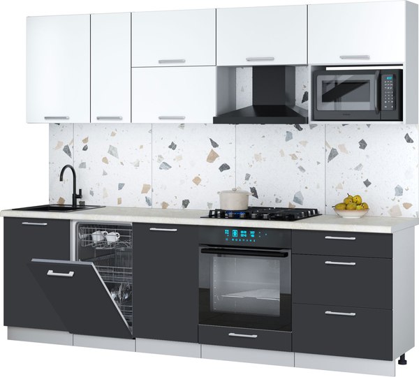 Кухонный гарнитур Интерлиния Мила Gloss 2.6-ПМ4 - фото