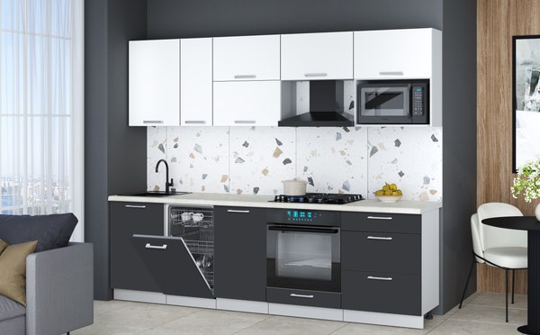 Кухонный гарнитур Интерлиния Мила Gloss 2.6-ПМ4