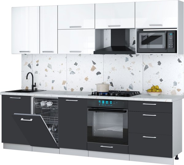 Кухонный гарнитур Интерлиния Мила Gloss 2.6-ПМ4 - фото