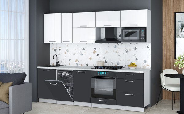 Кухонный гарнитур Интерлиния Мила Gloss 2.6-ПМ4