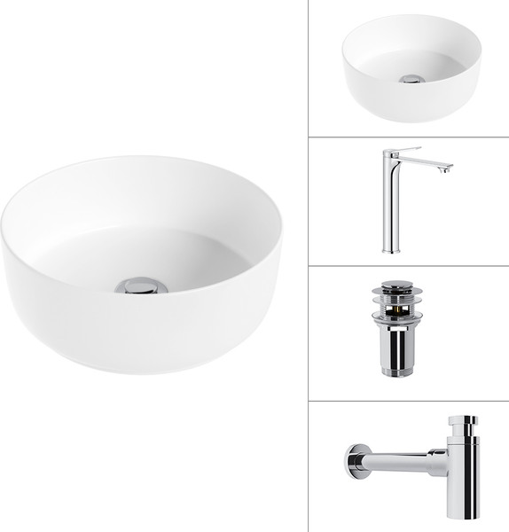 Умывальник со смесителем Lauter 21499-31 + Rio 21AM12672 + сифон 21635CH + дон.клапан 21190CH - фото