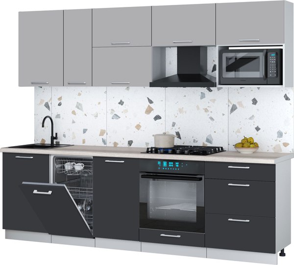 Кухонный гарнитур Интерлиния Мила Gloss 2.6-ПМ4 - фото