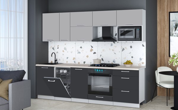 Кухонный гарнитур Интерлиния Мила Gloss 2.6-ПМ4