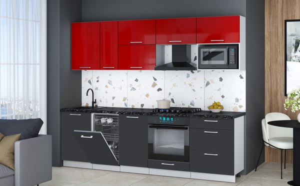 Кухонный гарнитур Интерлиния Мила Gloss 2.6-ПМ4