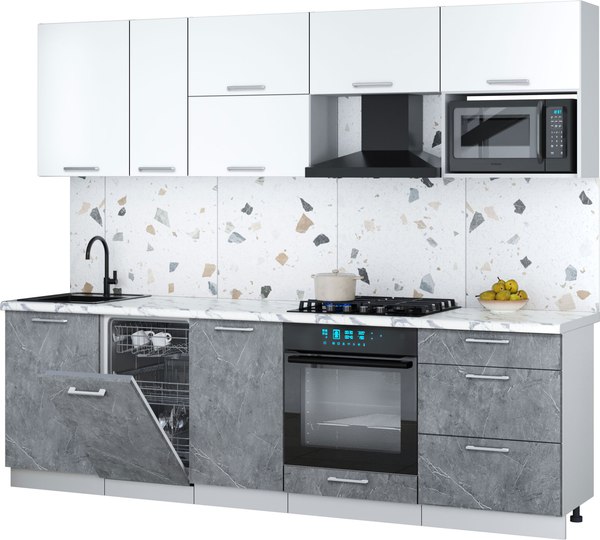 Кухонный гарнитур Интерлиния Мила Gloss 2.6-ПМ4 - фото