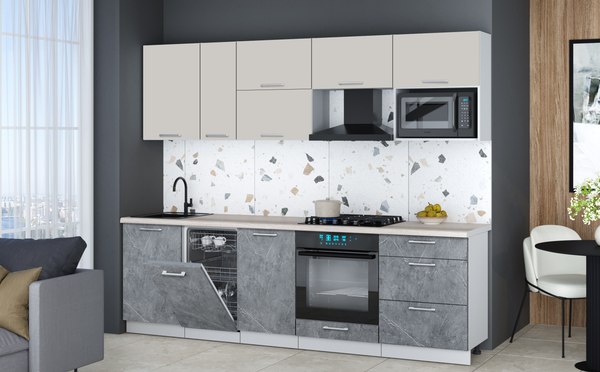 Кухонный гарнитур Интерлиния Мила Gloss 2.6-ПМ4