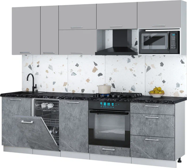 Кухонный гарнитур Интерлиния Мила Gloss 2.6-ПМ4 - фото